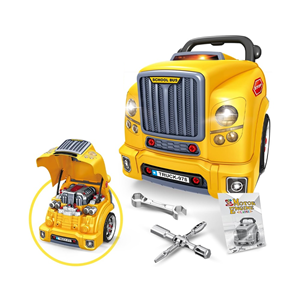 اسباب بازی موتور خودرو Motor Car Engine مدل کاپوت اتوبوس مدرسه Repair Truck School Bus Set_اسباب بازی